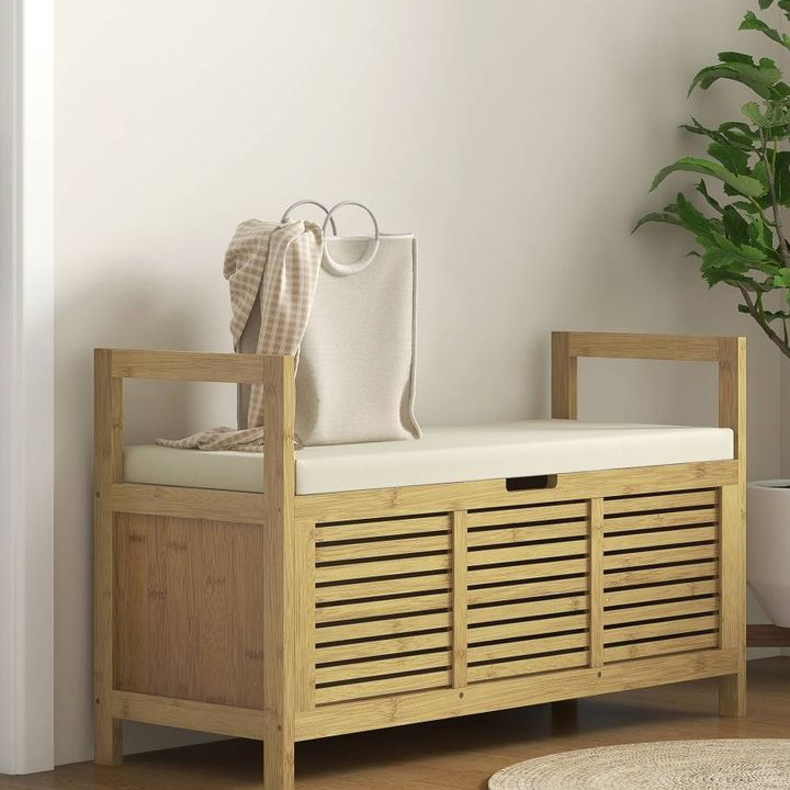 Banc coffre entrée coussin accoudoirs – NEUF – PRO – Rezé