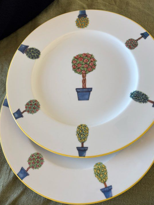 6 assiettes porcelaine arbres fleurs