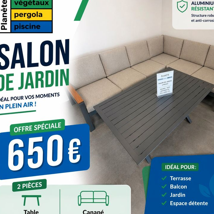 🔥 Mobilier De Jardin Moderne Aluminium Promo Totale