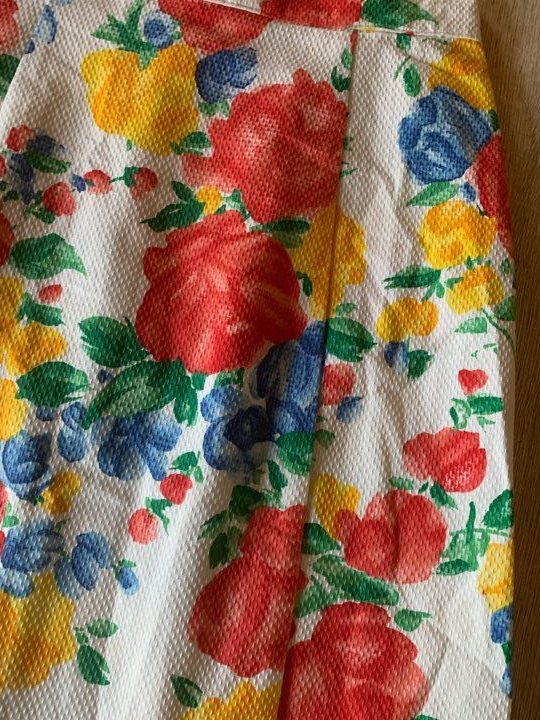 Tailleur jupe en coton fleuri - vintage 80 - taille 36