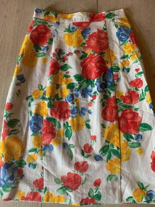 Tailleur jupe en coton fleuri - vintage 80 - taille 36