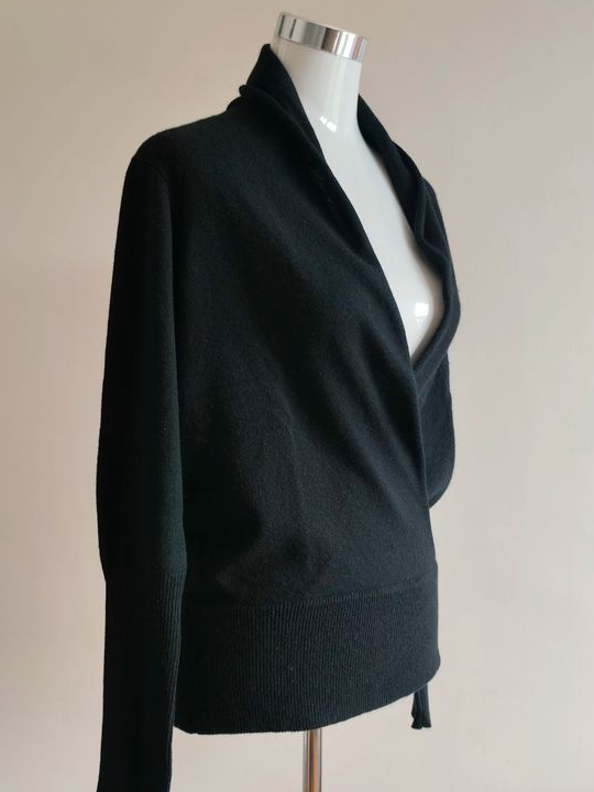 Pull noir col châle croisé - Maison 123 - Maille très douce Taille 40