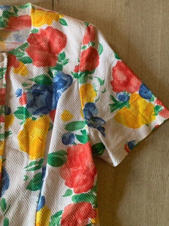 Tailleur jupe en coton fleuri - vintage 80 - taille 36