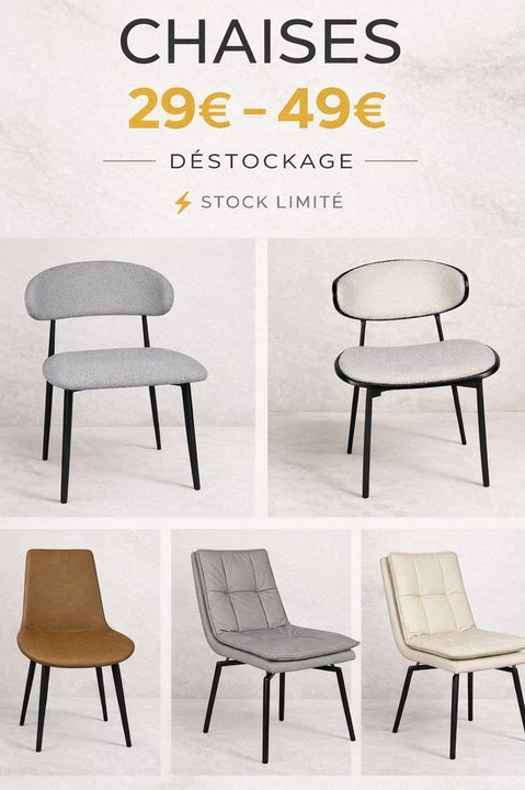 Chaises modernes offre directe stock dispo 🏷️