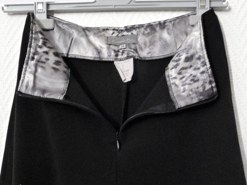 🌼 Pantalon/ Pantacourt Noir à Fines Rayures Blanc- Taille 36- Rodika Zanian