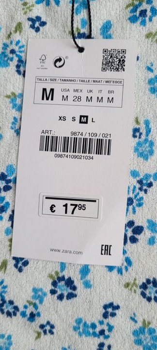 Top Zara Taille M Neuf avec étiquette