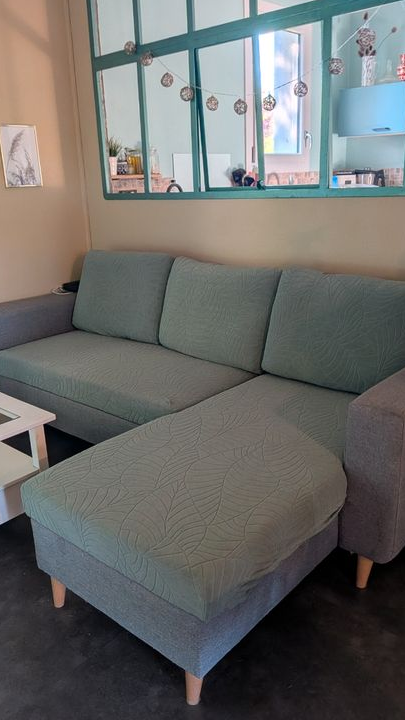 Canapé scandinave convertible avec méridienne gris