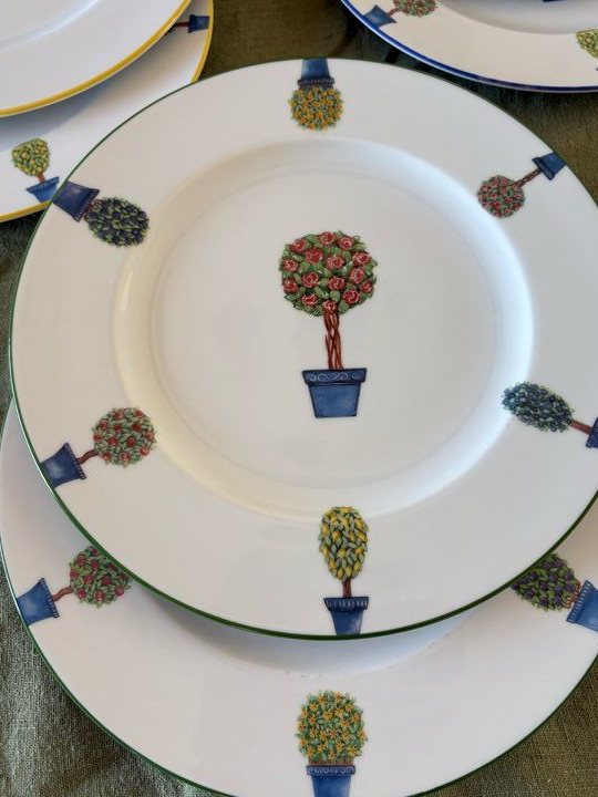 6 assiettes porcelaine arbres fleurs