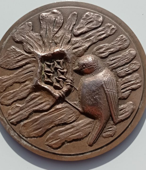 Médaille animalière Mésange charbonnière Signée Claude SANSON 1935/2012