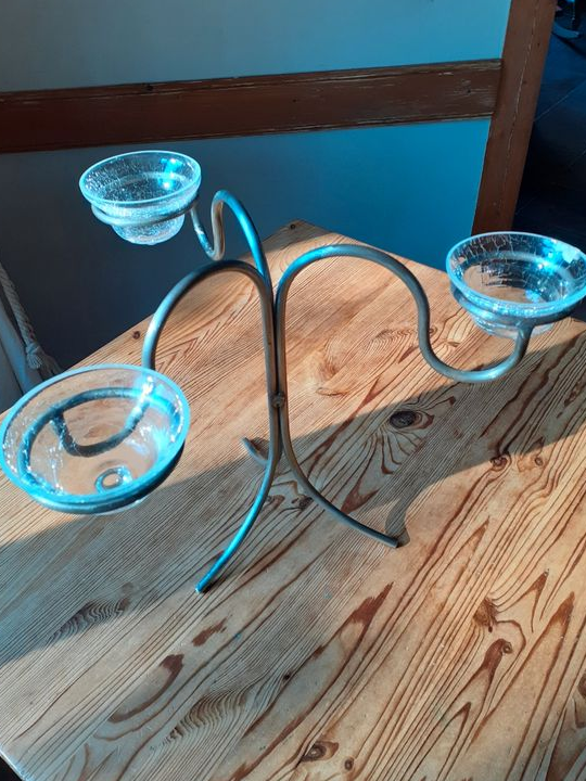 3 coupoles en verre sur support métal original