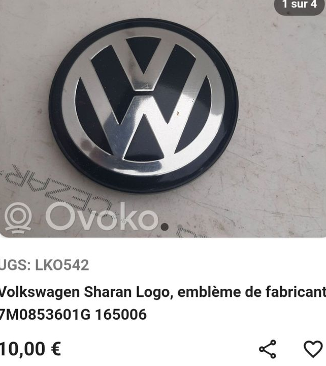 Logo emblème vw de hayon sharan volkswagen 7M0853601G