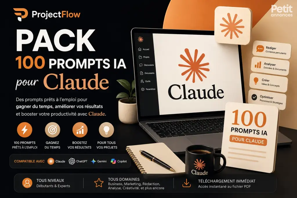 ProjectFlow – Pack 100 Prompts IA pour Claude