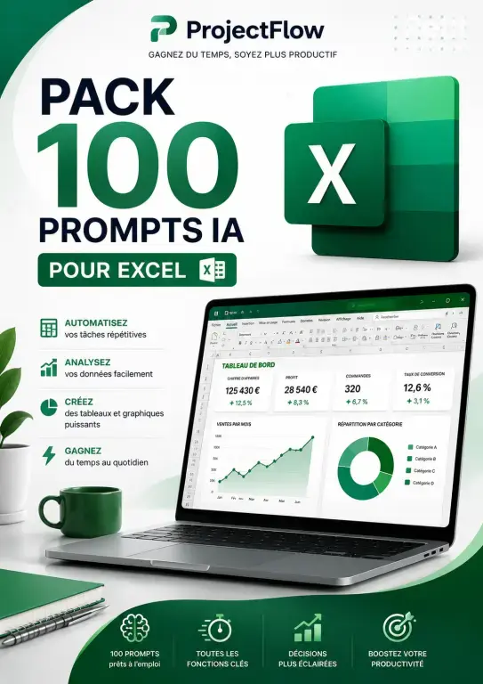 ProjectFlow – Pack 100 Prompts IA pour Excel