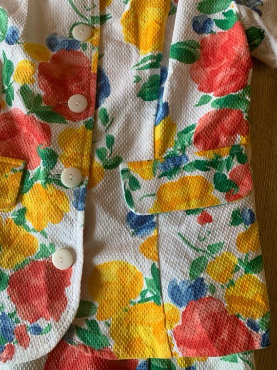 Tailleur jupe en coton fleuri - vintage 80 - taille 36